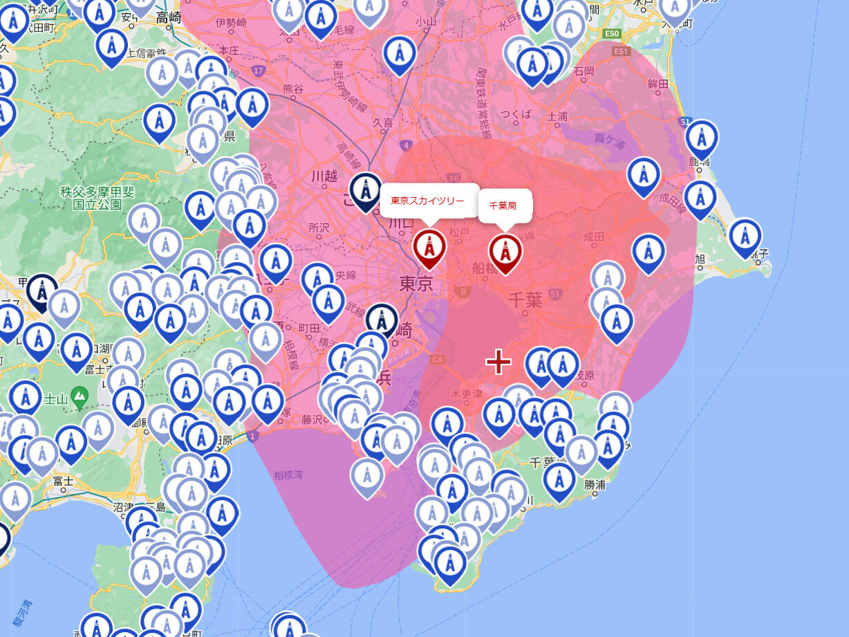 千葉県の地デジ電波受信状況